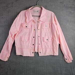Seaspice Pink Cropped Peruvian Cotton Snap Down Jacket Coastal Size Large